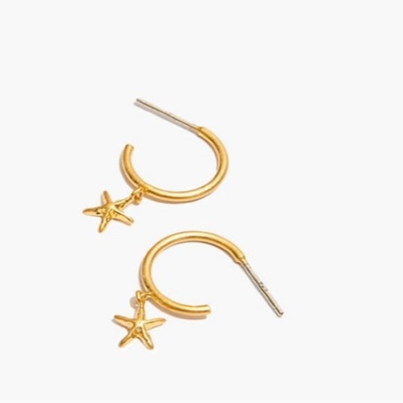 Madewell Starfish Charm Hoop Gold Earrings NWT - Picture 2 of 5